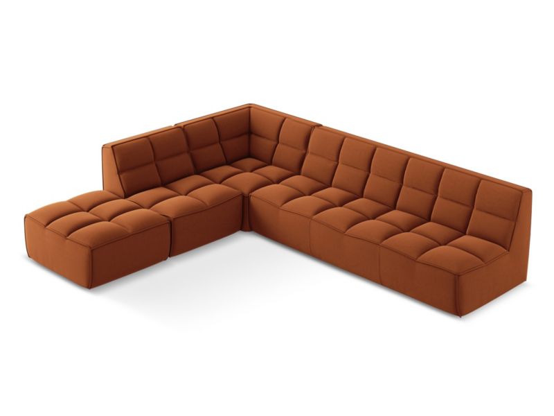 Narożnik uniwersalny Makamii Kalai z weluru 308x258 cm terakota 1 szt.