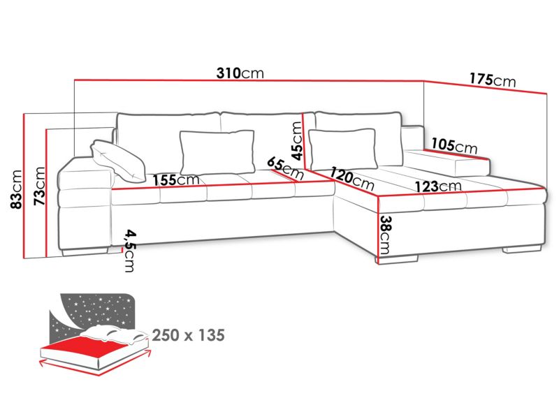 Narożnik z funkcją spania MIRJAN 24 Bangkok prawy jasnobeżowy/kość słoniowa/beżowe paski 1 szt.