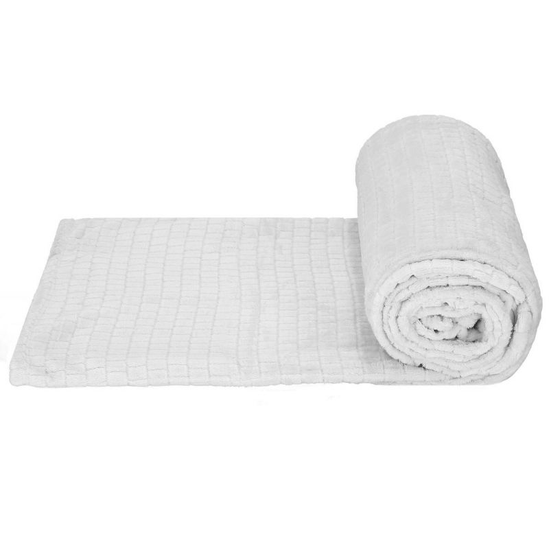 Narzuta na łóżko, pled Springos 170x210cm tłoczony dwustronny jasny szary 1 szt.