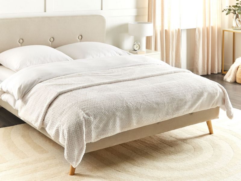 Narzuta na łóżko Surmi Sztuczne futro 200 x 220 cm Złamana biel 1 szt.