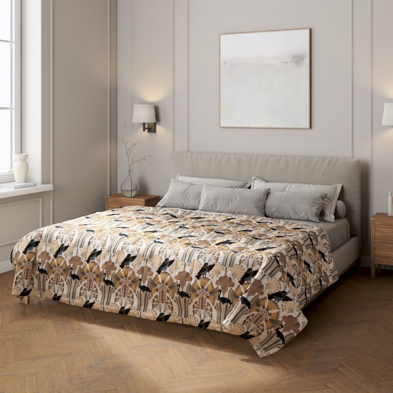 Narzuta pikowana w pasy Dekoria 100 x 160 cm abstrakcyjny beżowo-brązowy wzór 1 szt.