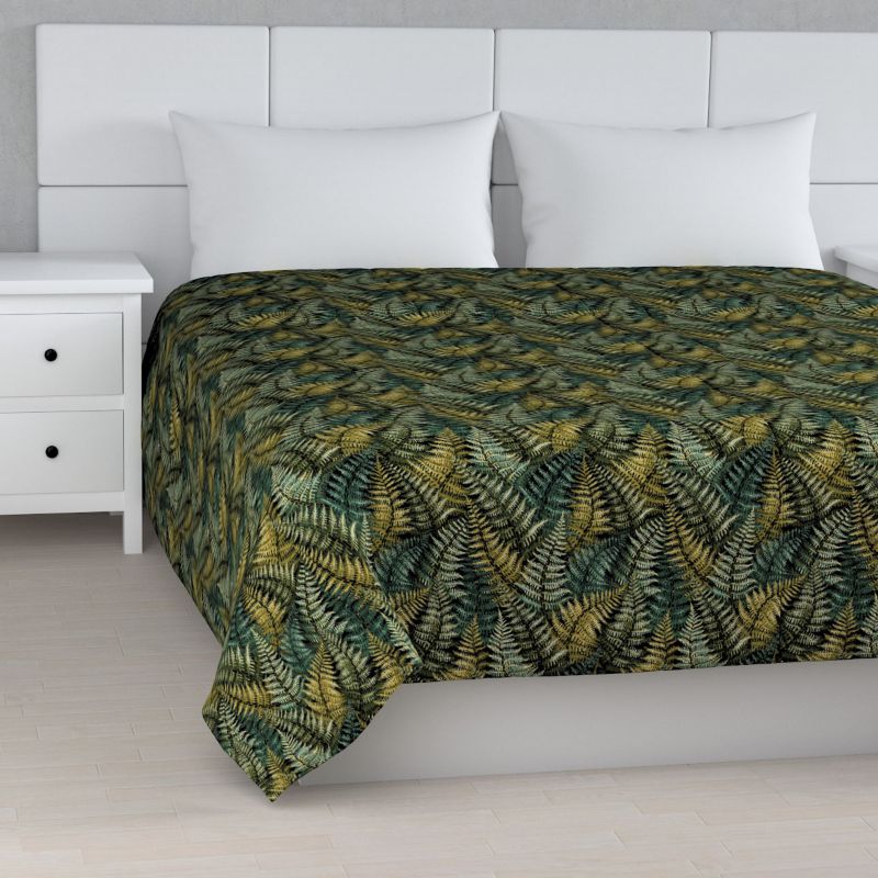 Narzuta pikowana w pasy Dekoria 130 x 210 cm zielone liście paproci 1 szt.