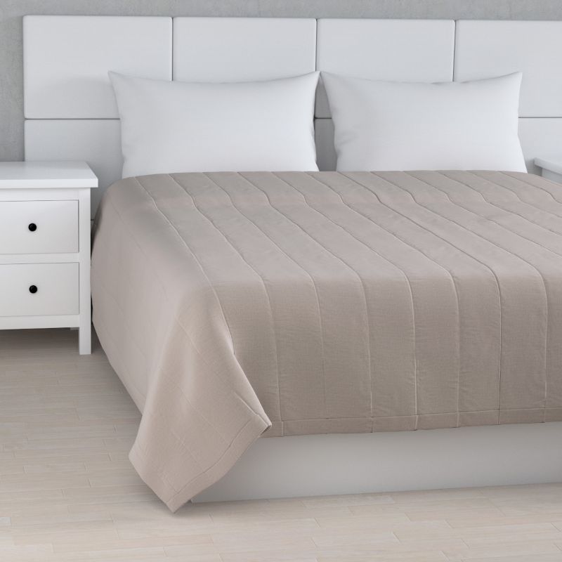 Narzuta pikowana w pasy Dekoria 200 x 210 cm beżowy welwet 1 szt.