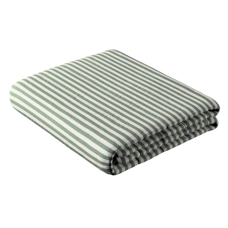 Narzuta pikowana w pasy Dekoria 200 x 210 cm zielono-białe pasy (1,5cm) 1 szt.