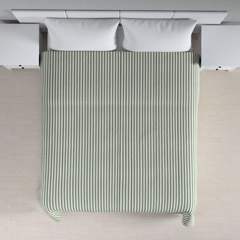 Narzuta pikowana w pasy Dekoria 200 x 210 cm zielono-białe pasy (1,5cm) 1 szt.