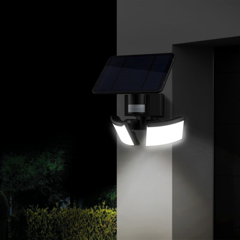Naświetlacz solarny z czujnikiem ruchu 800 lm z 2 głowicami czarny