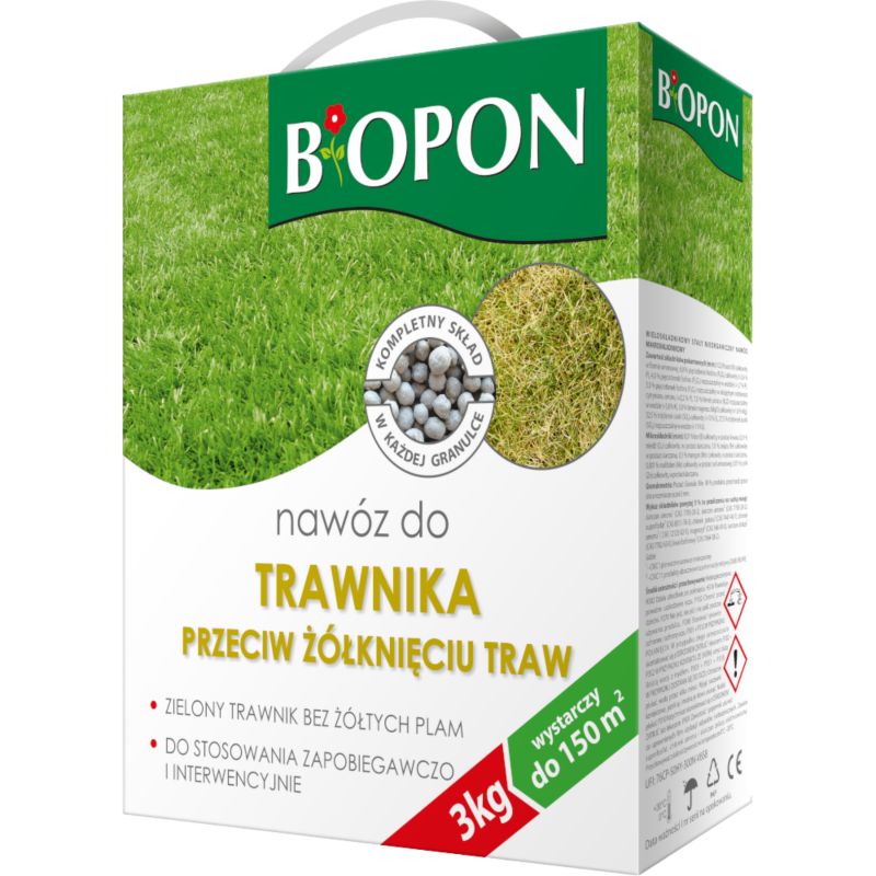 Nawóz Do Trawnika Biopon Przeciw Żółknięciu Granulat 3 kg 1szt.