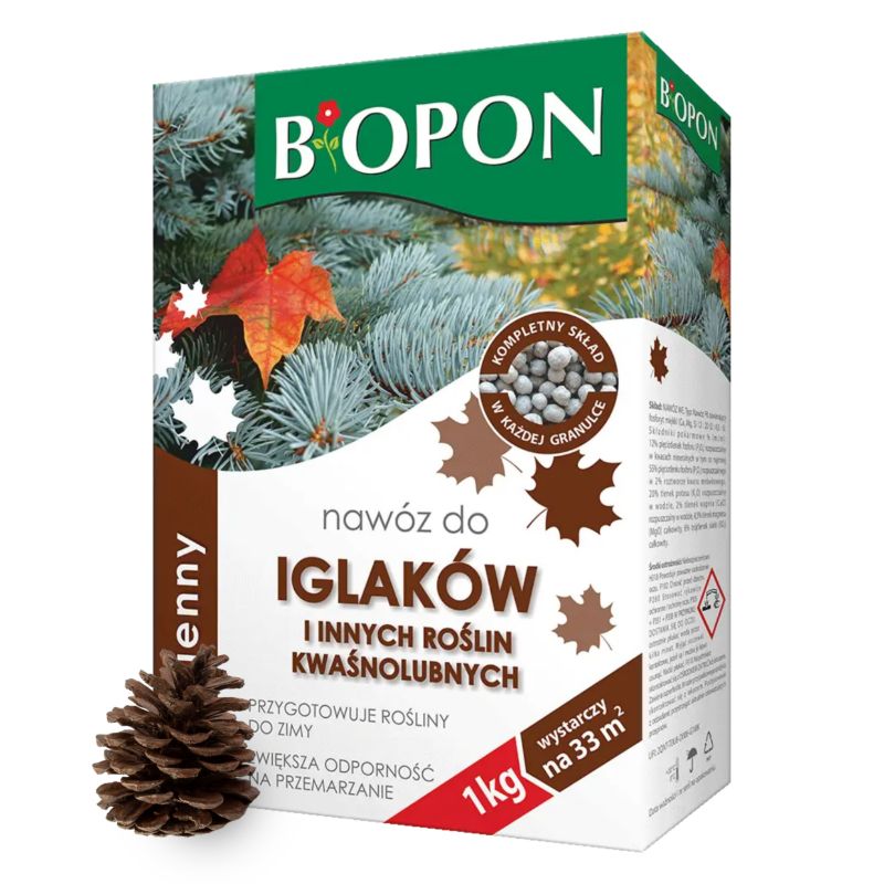 Nawóz Jesienny Biopon Do Iglaków i Innych Roślin Kwaśnolubnych 1 Kg 1 Szt.