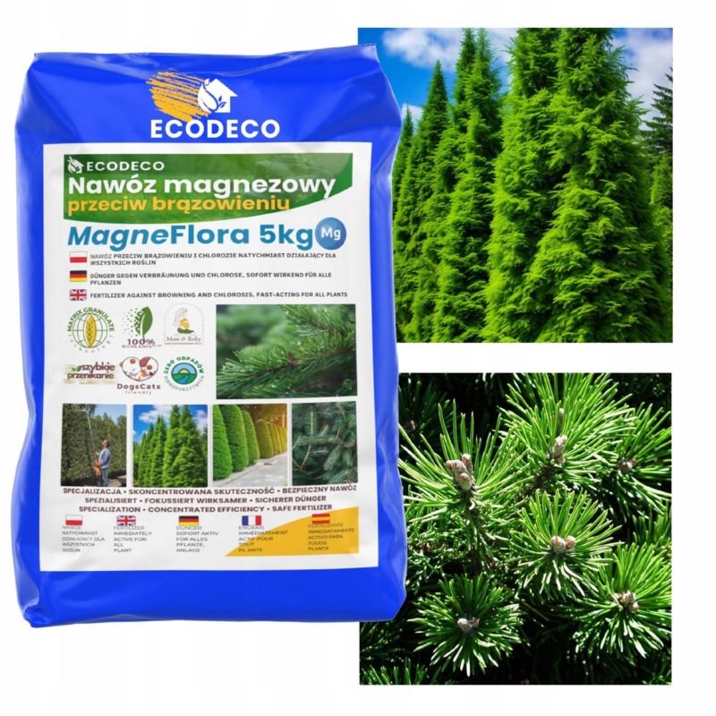 Nawóz Magnezowy Eco Deco Przeciw Brązowieniu Iglaków Granulat Wieloskładnikowy 5Kg 1 szt.