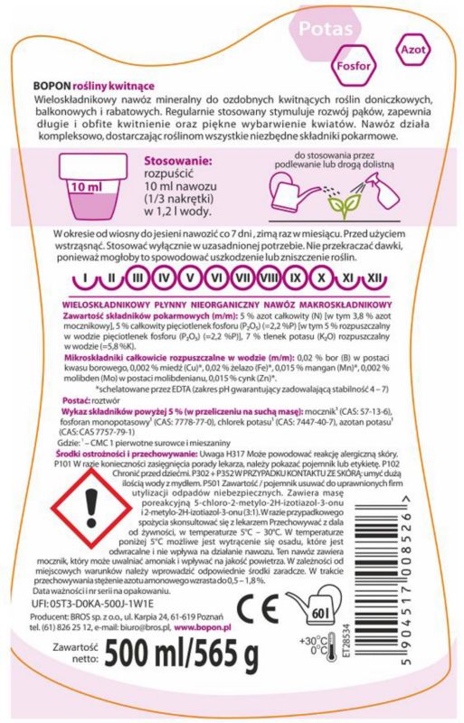 Nawóz do roślin kwitnących Biopon 0,5 l