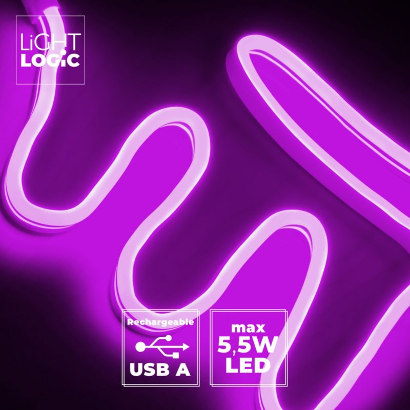Neon LED LightLogic LL OGIZ 1M USB FU 66327 taśma fuksja IP54 flex 5,5W ...