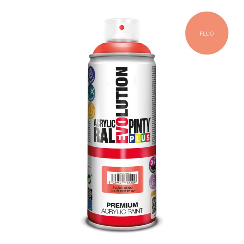 Neonowa farba dekoracyjna w sprayu PintyPlus Evolution 400ml czerwony 1 szt