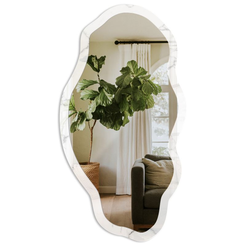 Nieregularne Lustro Nad Komodę Tulup 52x97 cm marmurkowy wzór 1 - w Ramie Szkło Hartowane Lustro z Nadrukiem 1 szt.