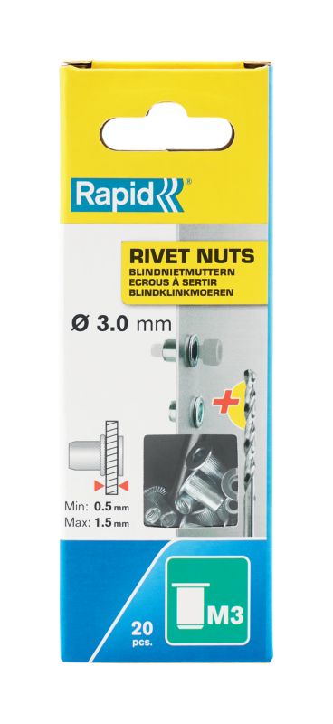 Nitonakrętki Rapid M3 z wiertłem 20 szt.