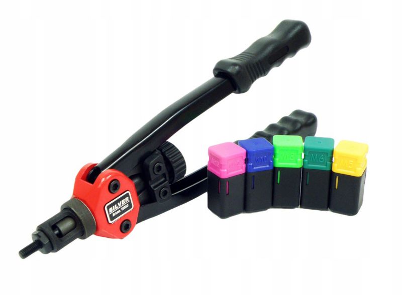 Nitownica do nitonakrętek ręczna SilverTools M5-M12 z zestawem nitonakrętek i walizką 1 kpl.