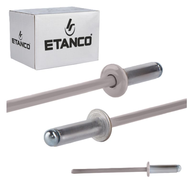Nity aluminiowe zrywalne Etanco 4x12 mm RAL 9007 500szt