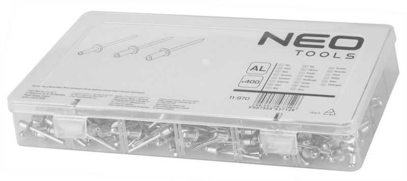 Nity NEO TOOLS zrywalne aluminiowe, 400 sztuk 1 kpl