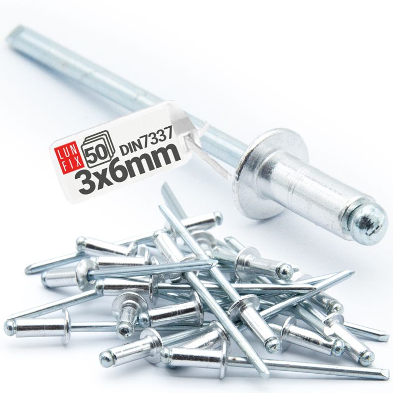 Nity zrywalne Lun Fix aluminiowo-stalowe DIN 7337 3x6 50szt.