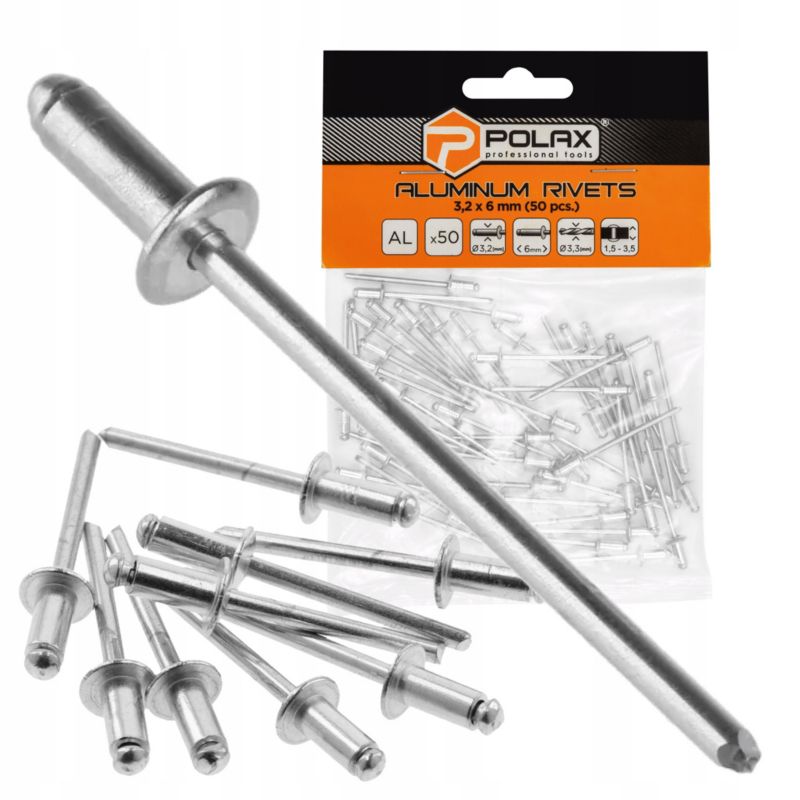 Nity zrywalne Polax aluminiowe 3.2 6 mm 50 szt.