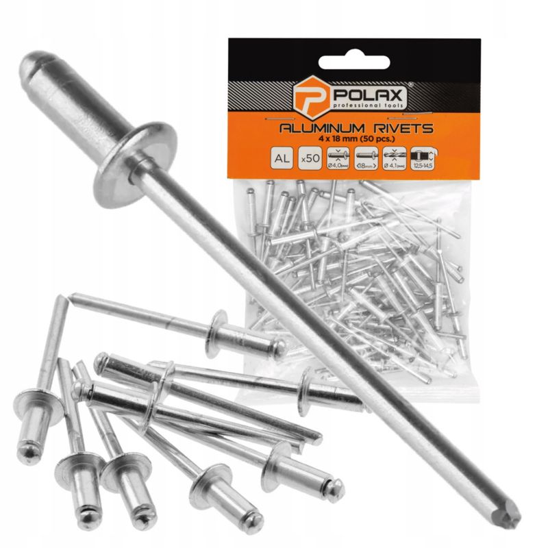 Nity zrywalne Polax aluminiowe 4 18 mm 50 szt.