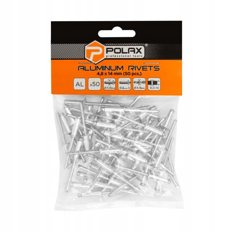 Nity zrywalne Polax aluminiowe 4.8 14 mm 50 szt.