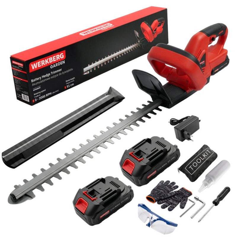 Nożyce do żywopłotu akumulatorowe Werkberg Garden NORKQ101 bezszczotkowe 21 V 51cm 2x2Ah 1szt.
