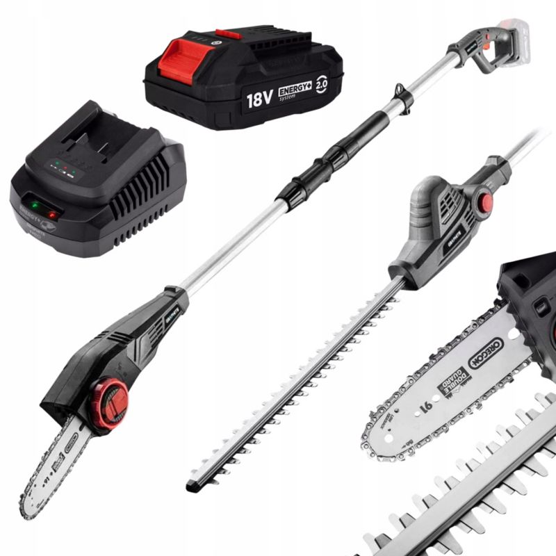 Nożyce do żywopłotu i pilarka  z akumulatorem 2 Ah i ładowarką GRAPHITE  na wysięgniku 1 kpl