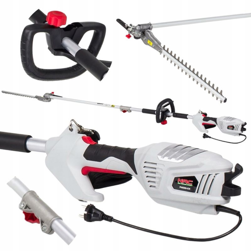 NOŻYCE DO ŻYWOPŁOTU NA WYSIĘGNIKU NAC 900W 41CM PAS NOŚNY ZASIĘG 180CM