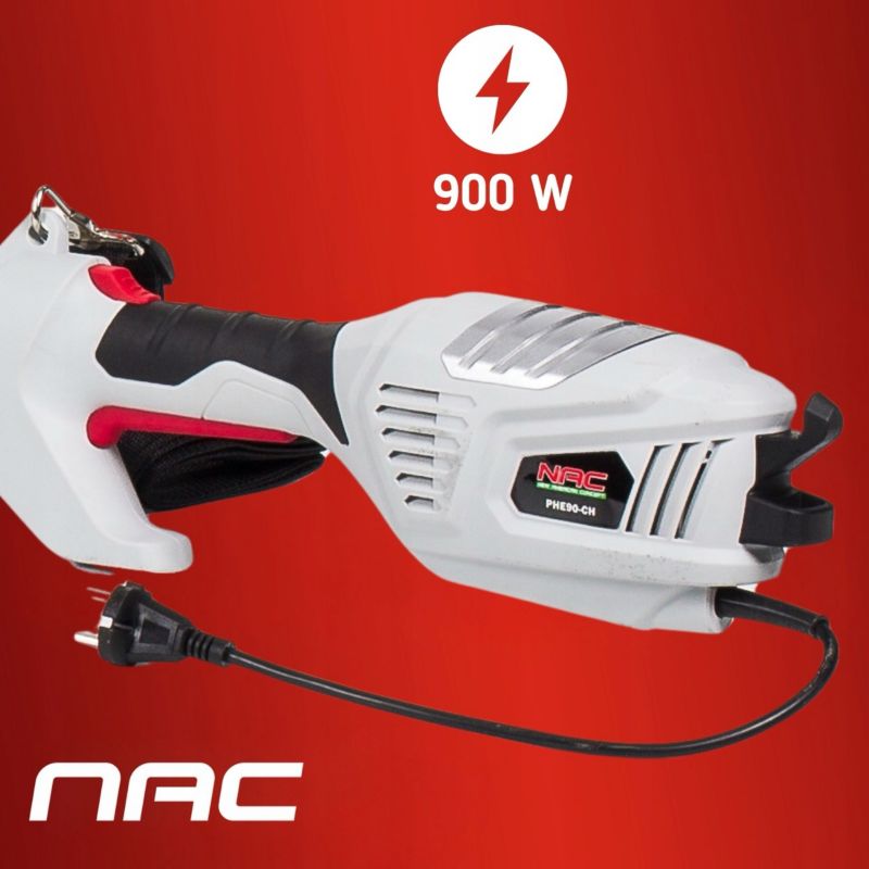 NOŻYCE DO ŻYWOPŁOTU NA WYSIĘGNIKU NAC 900W 41CM PAS NOŚNY ZASIĘG 180CM