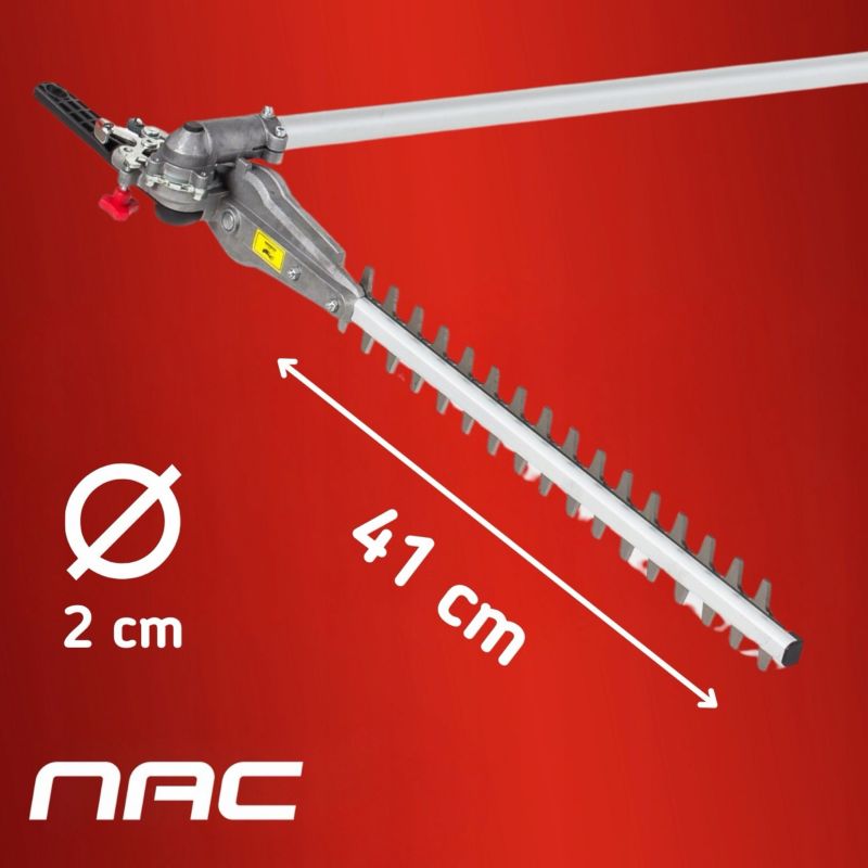 NOŻYCE DO ŻYWOPŁOTU NA WYSIĘGNIKU NAC 900W 41CM PAS NOŚNY ZASIĘG 180CM