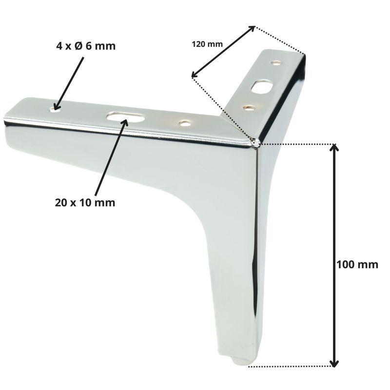 Noga meblowa B&B Kotwica srebrny chrom wysokość 10 cm  1 szt