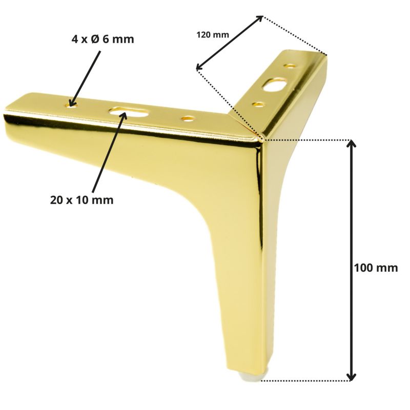 Noga meblowa B&B Kotwica złoty chrom wysokość 10 cm  1 szt