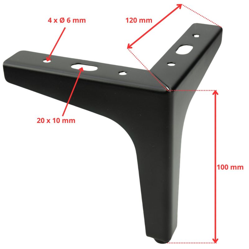 Noga meblowa B&B metalowa Kotwica czarny mat wysokość 10 cm  1 szt