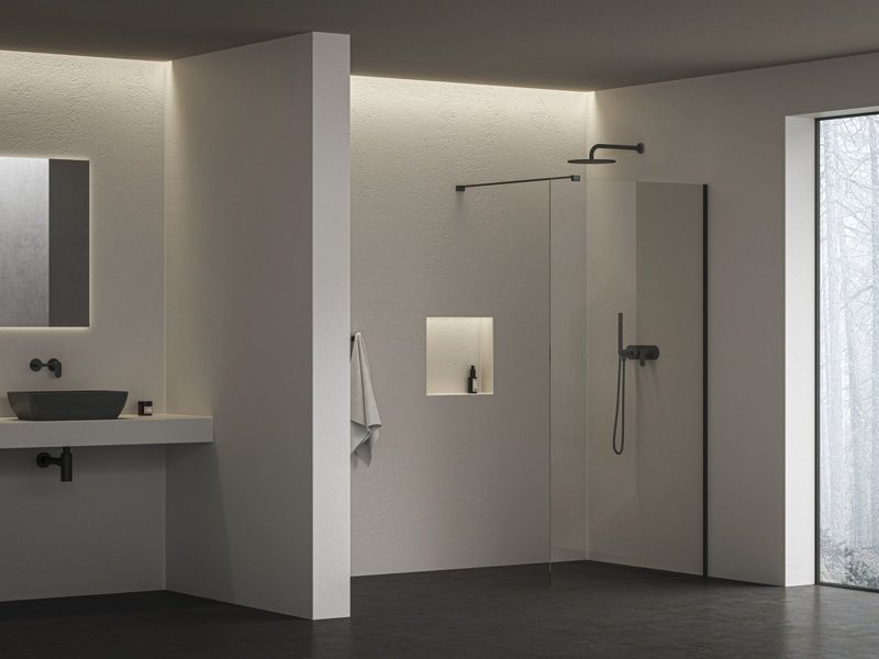 Nowoczesna kabina/ścianka prysznicowa Ravak Walk-In Air Wall 120 czarny szkło transparent 1 szt