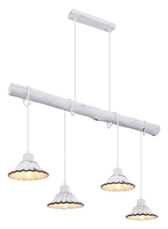 Nowoczesna lampa wisząca Globo JOWITA 54050-4H 4xE27 metal/drewno/ceramika biało-czarna 85 cm 1 szt.