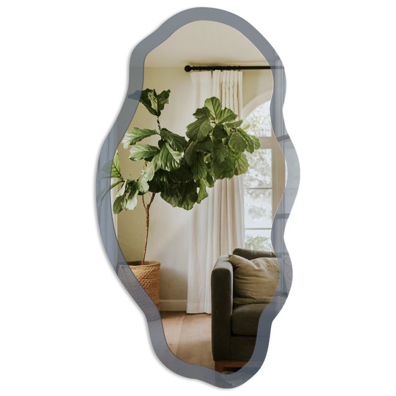 Nowoczesne Lustro Nieregularne Do Sypialni Tulup 52x97 cm Wyblakły brąz - w Ramie Szkło Hartowane 1 szt.