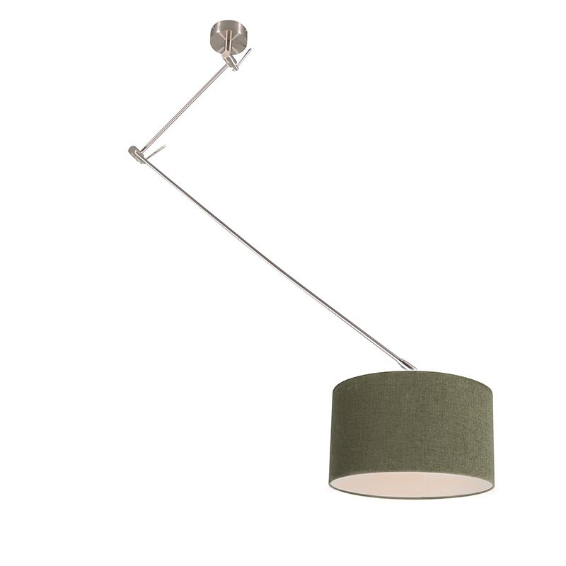 Nowoczesny lampa wisząca z kloszem (1 punkt) do stołu jadalnego Qazqa Blitz 100 zielony okrągły max 60W kompatybilny z 1 szt.