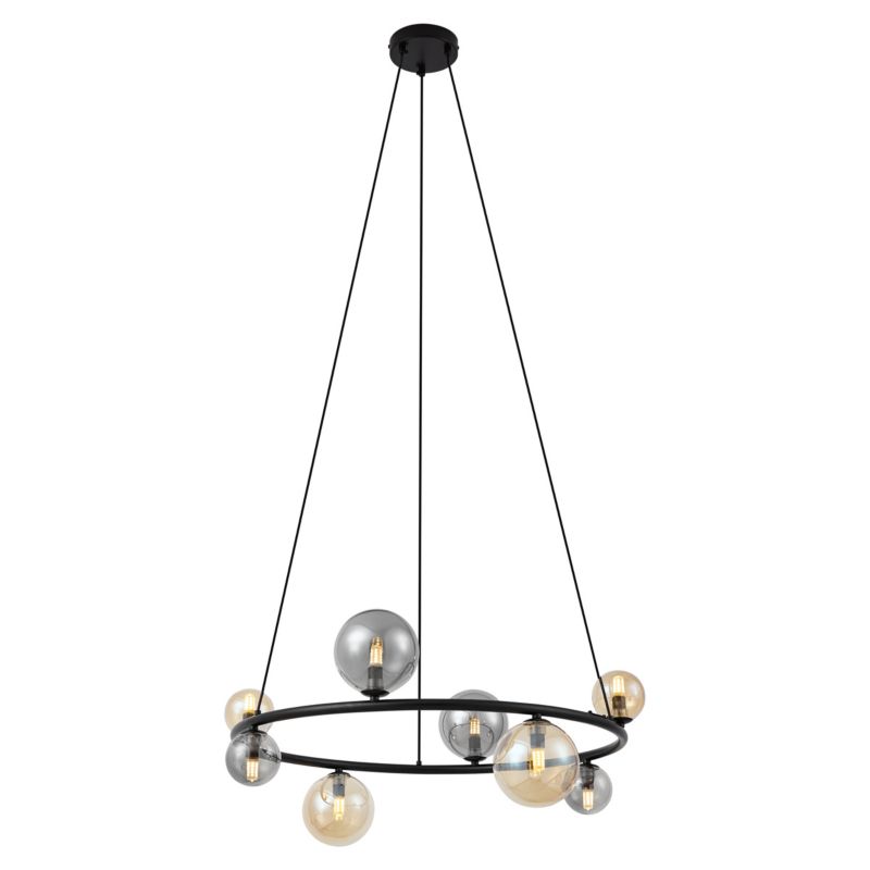 Nowoczesny lampa wisząca z kloszem (5 punktów) do stołu jadalnego Qazqa Monaco 68 bursztynowy max 8W G9 z 8 punktami 1 szt.