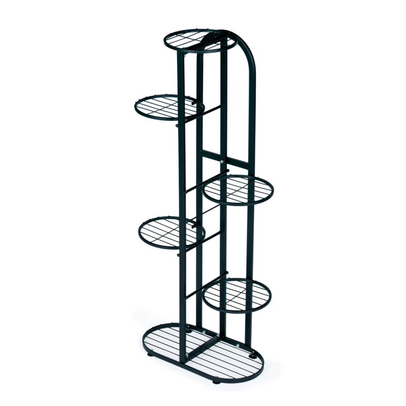Nowoczesny metalowy kwietnik ModernHome stojak na kwiaty 6 poziomów czarny - 1szt