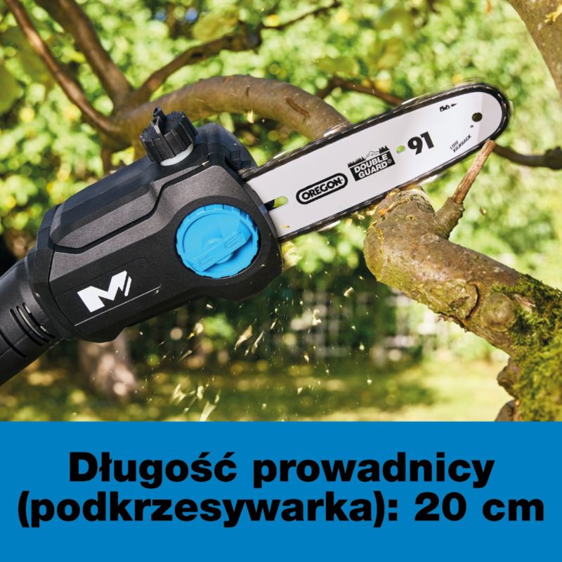 Nożyce akumulatorowe do żywopłotu Mac Allister z podkrzesywarką