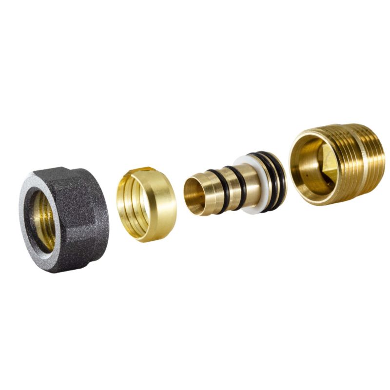 Nypel GZ 1/2 x GZ M22x1,5 i złączka zaciskowa SCHLOSSER do rury z tworzywa sztucznego GW M22x1,5 na 15x1 mm graphite 1 szt.