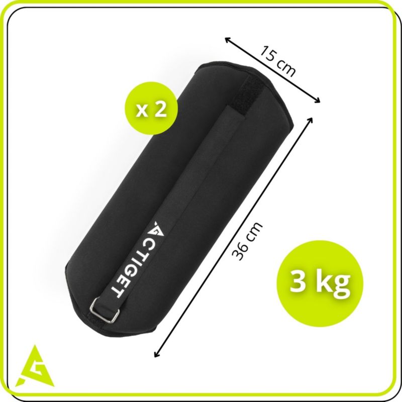 Obciążenia Actiget na ręce i nogi 2x3 kg do treningu domowego, fitness i cardio, czarne 2 szt.