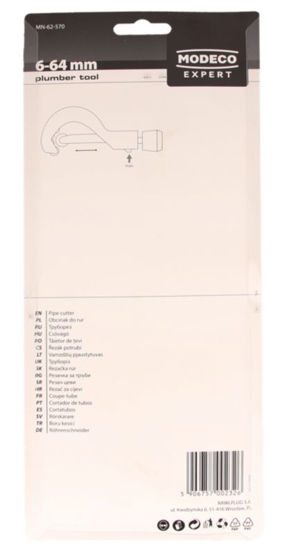 Obcinak do rur Cu Alu PVC PEX Modeco Expert 6-64 mm - blister - 1 szt.