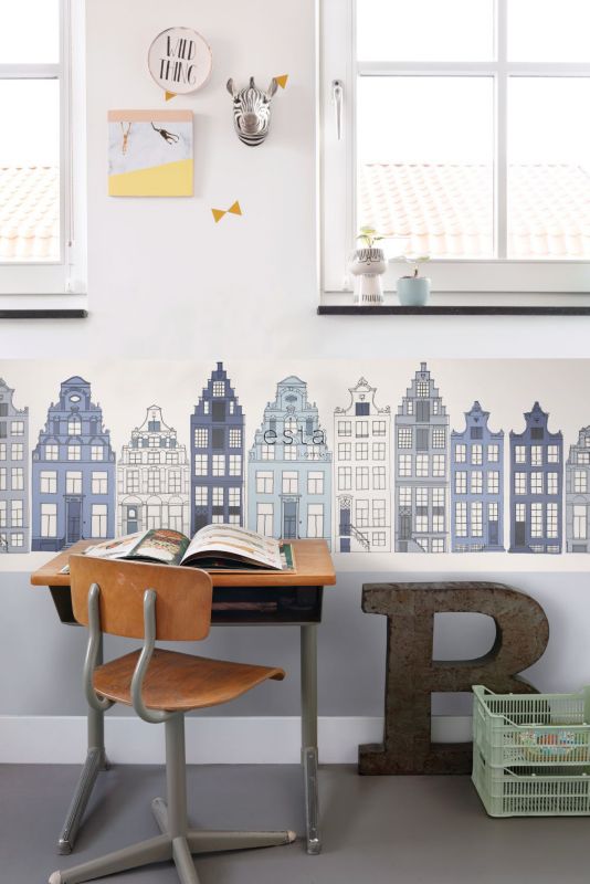 Obramowanie tapety XXL ESTAhome Amsterdamskie domy niebieskim 430 x 50 cm - 1 szt.