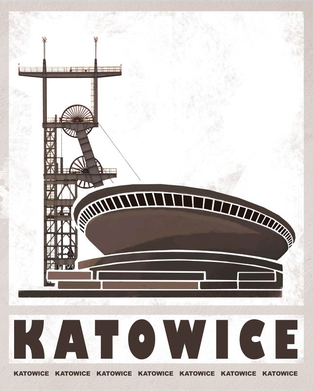 Obraz 40 x 50 cm plakat Katowice