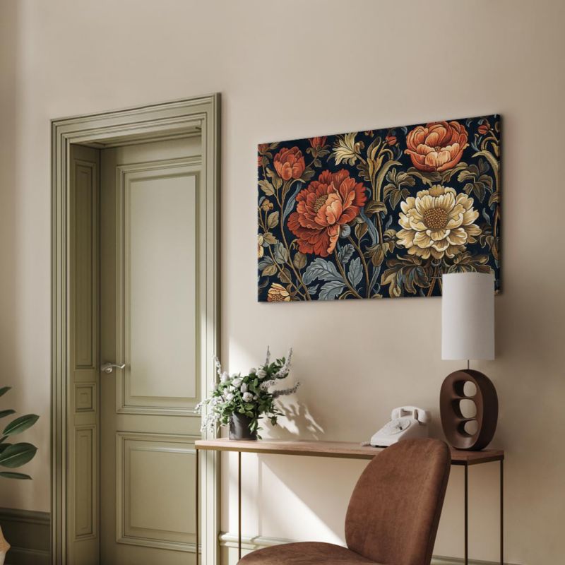Obraz Artgeist Gobelinowe kwiaty 90 x 60 cm płótno włoskie 1 szt