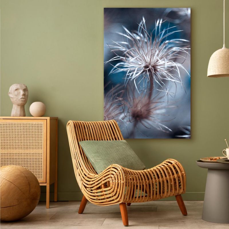 Obraz Artgeist Roślina w błękitach 60 x 90 cm płótno włoskie 1 szt