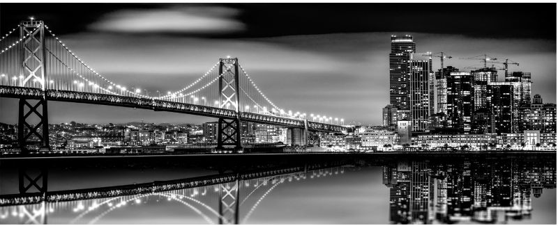 Obraz Canvas Bridge 60 x 150 cm srebrny