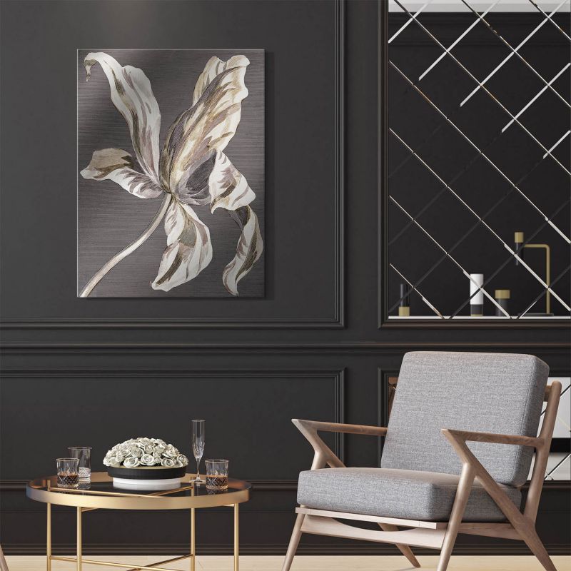 Obraz Canvas Gold Flower SIlver 60 x 80 cm