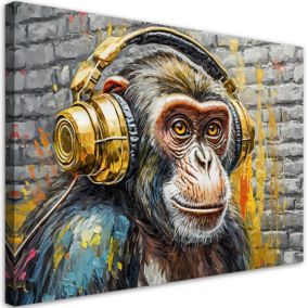 Obraz dekoracja do salonu Feeby Małpa Dj Cegła 90x60 cm 1szt
